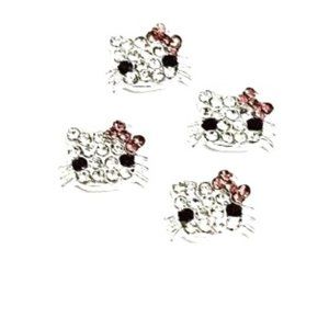 Cute Bling Kitty Nail Charms 6 Pieces